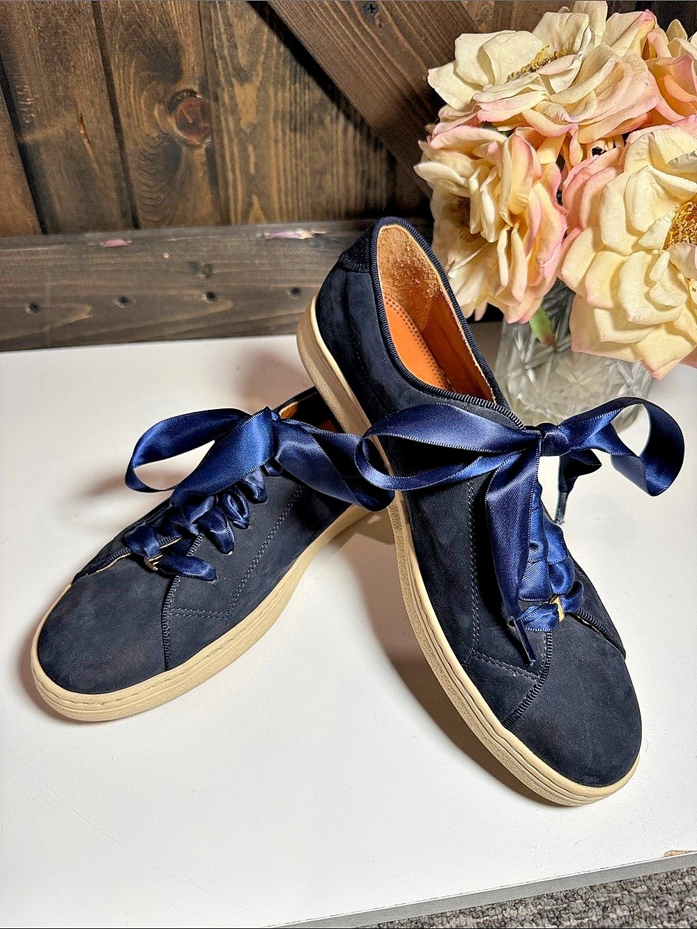 Salvatore Ferragamo Blue Ribbon Lace Sneakers US 7.5